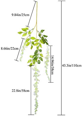 XHXSTORE 12PCS 3.6 Feet/Piece Wisteria Artificial Flowers Hanging Artificial Wisteria Garland Fake Wisteria Vine Faux Silk Wisteria Ivy Hanging Flower for Wedding Garden Home Party Hotel Decor White