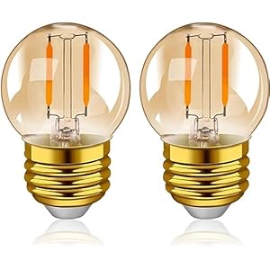 Hcnew G40 E27 LED Gloeidraadlamp 1W 2200K Warm Wit Retro Edison Lampen Kleine Gloeilampen Mini Globe Vervanging 10 Watt Gloeilamp 220V-240V,2er-Pack