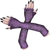 ZUJIABAO Guantes de malla ligera para Halloween, siluetas largas, perfectos para fiestas temáticas y actuaciones escénicas, guantes de Halloween, Morado (, Talla única
