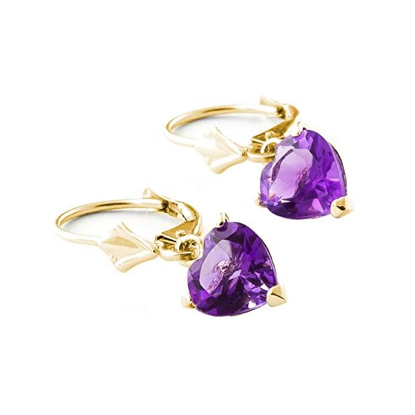 14k Yellow Gold Jewelry Set - Necklace and Earrings w/Natural Heart-shaped Purple Amethysts - Image 4