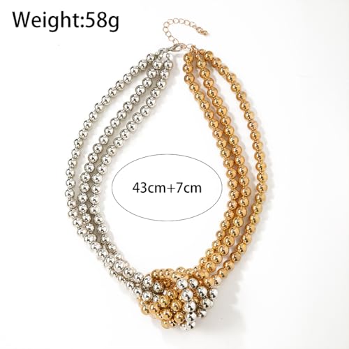 Vintage Layered Pearl Choker Necklace for Women Chunky Adjustable Knot Pearls Choker Necklace Fashion String Beads Necklace Jewelry Accessories3