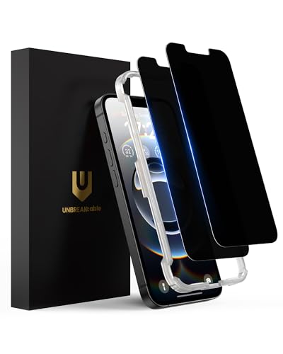 UNBREAKcable Privacy Screen Protector for iPhone 16e Shatterproof Tempered Glass [True 28Anti Spy] [9H Hardness] [Easy Installation Frame] Private Protector for iPhone 16e 6.1inch-2 Pack