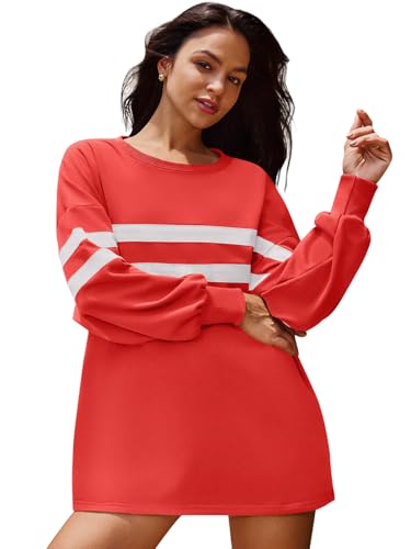 Panadila Womens Oversized Crewneck Sweatshirt Striped Pullover Long Sleeve Tunic Tops to Wear with Leggings2