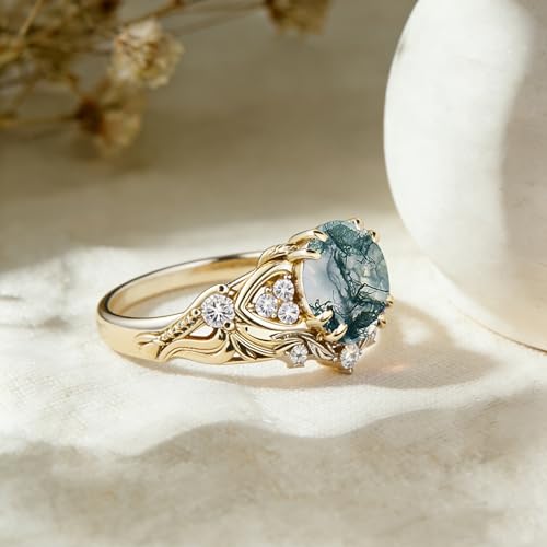 Image of Gemstone Vintage Rings for Women s925 Sterling Silver Round Cut 1.0 Carat Gemstone with Moissanite Promise Engagement Anniversary Ring for Her