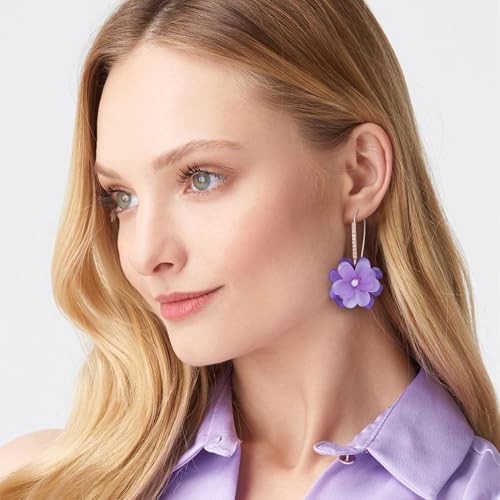 Flyonce Flower Statement Necklace Boho Summer Holiday Beach Jewelry Floral Flowers Collar Necklaces with Earrings for Women3