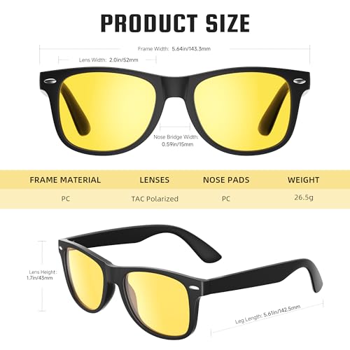 Image of FEIDUSUN Night Vision Driving Glasses for Men Women, Anti Glare Polarized Nighttime Glasses Yellow Lens