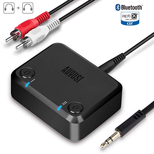August Dual Bluetooth Headphone Adaptor for TV MR270 - Connect Two Pairs of
