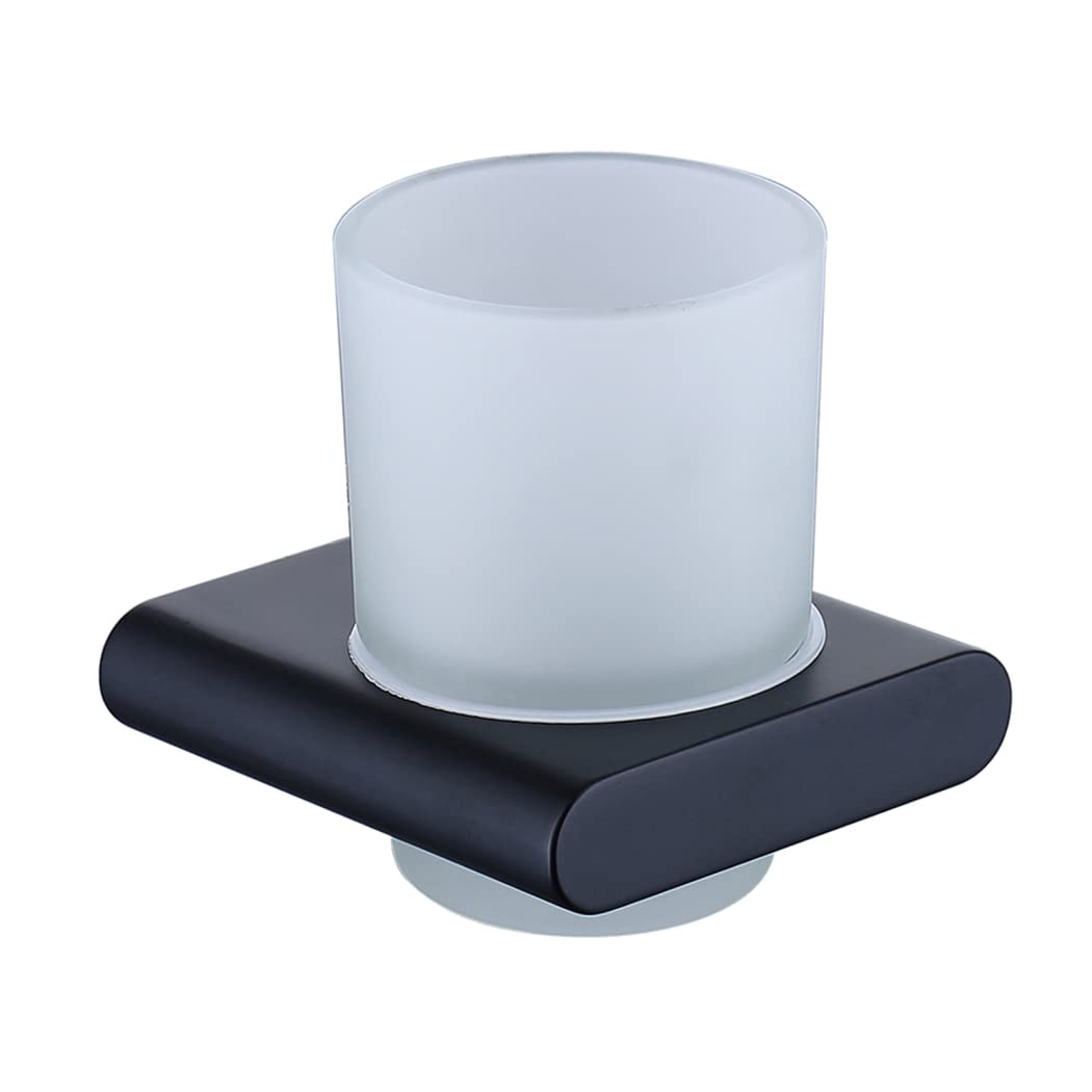 WRIST Zahnbürstenhalter, Wandmontierter Zahnbürstenbecherhalter Mit Schrauben Zahnbürstenhalter Aus Edelstahl Und Milchglas Für Das Badezimmer,Schwarz
