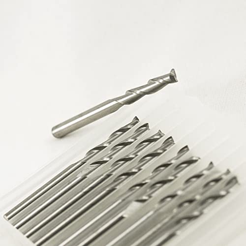 KLOT Industrial Grade 10pcs Solid Carbide End Mill 3.175mm 1/8