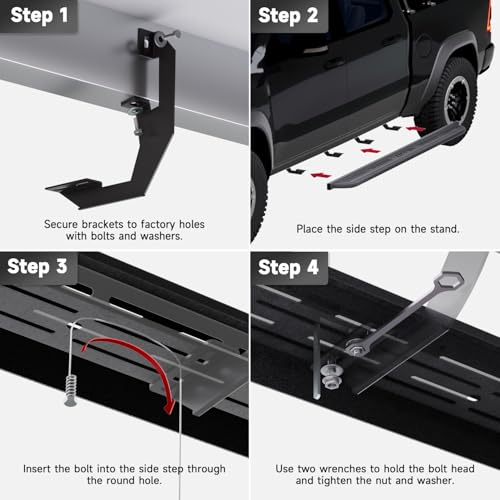 Estribos de acero carbono para Chevy Silverado 2019-2026 miniatura 6