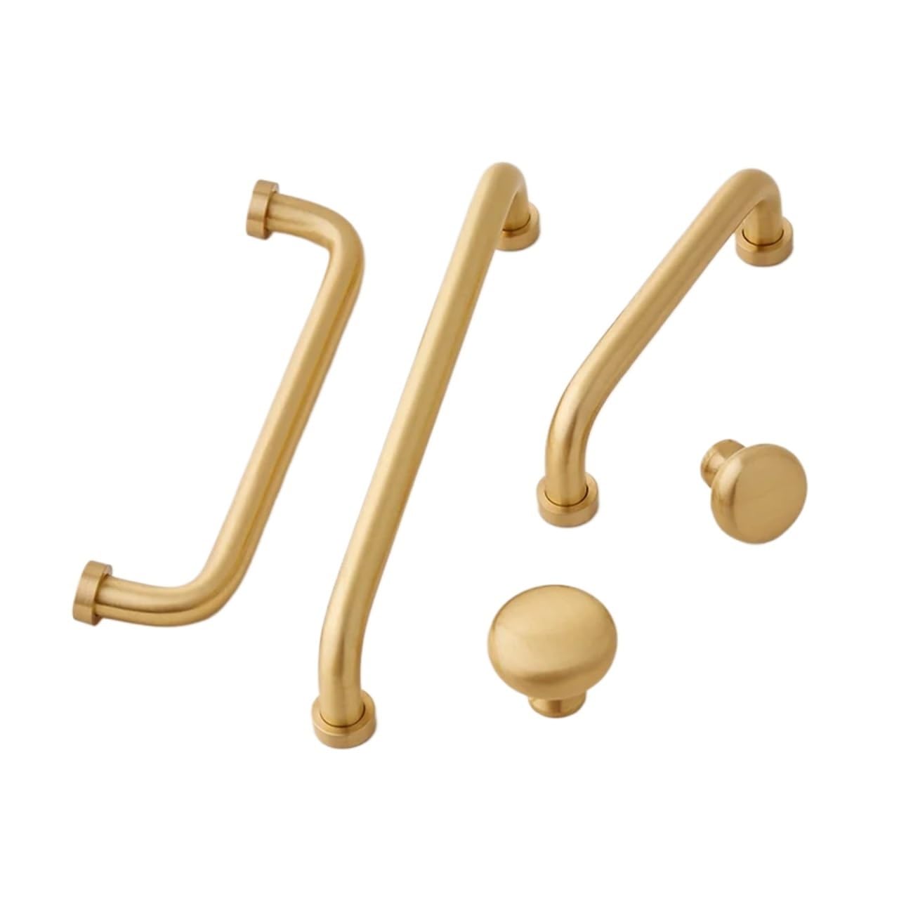 Qvorlth Vintage Cabinet Pulls Brass Kitchen Handle Golde Simple Hardware Pulls Furniture Wardrobe Door Cabinet Drawer Dresser Knob(7-192mm)