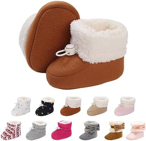 Tolaler Unisex-Baby Neugeborenes Fleece Booties, Verdicktes Futter Warme Baby Winterschuhe Verstellbare Rutschfeste mit Weicher Sohle Baby Booties/Alltagskleidung (0-18 Monate)