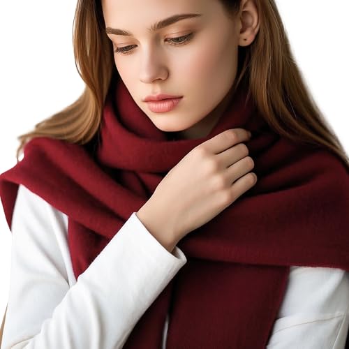 Wool Scarf for Men and Women, Elegant Lightweight Wool Wrap Shawl, Unisex Warm Winter Womens Mens Scarves