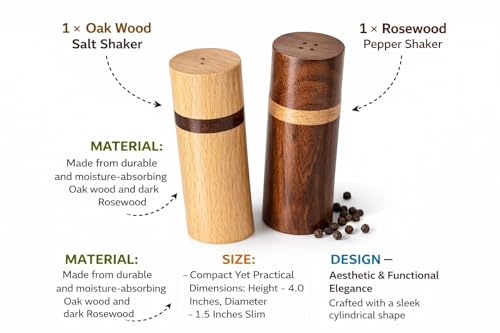 Image of Exclusive Wooden Elegant Salt & Pepper Shaker in Brown - Salt and Pepper Mixer Table Top Dinning Table Accessories (Set of 2)