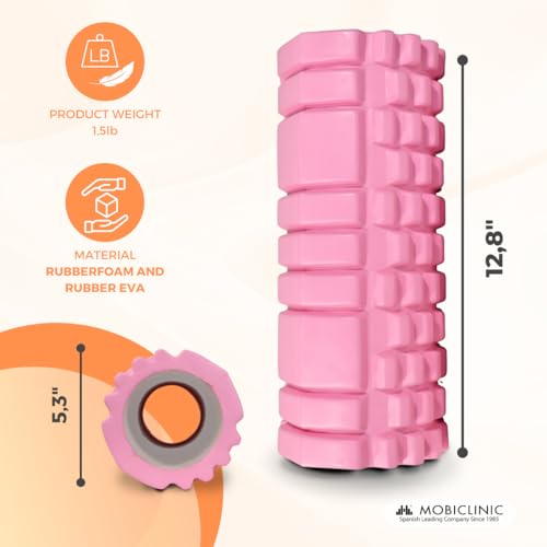 Mobiclinic® fitness, Foam roller, Fitroller, Schuimroller eva-schuim, 14x33 cm, Pilates, Yoga, Rekoefeningen, Draagbaar, Multifunctioneel gebruik, Voor het hele lichaam, 3 intensiteitsniveaus - Afbeelding 3