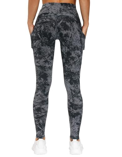 Image of THE GYM PEOPLE Thick High Waist Yoga Pants with Pockets, Tummy Control Workout Running Yoga Leggings for Women
