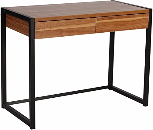 Image of Solid Wood Top & Metal Legs Study Table with Two Elegent Drawer Storage | Study Desk | Office Table for Study Room | Library | Office | Kids Room | Living Room |