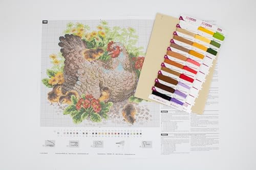 Image of RIOLIS - Hen 1480, Animals Cross Stitch Kits 11,81 inch x11,81, Cross Stitch Kits for Beginners & Advanced, Crossstitching Kits Adult, Counted Stitching Kits, Embroidery Kit
