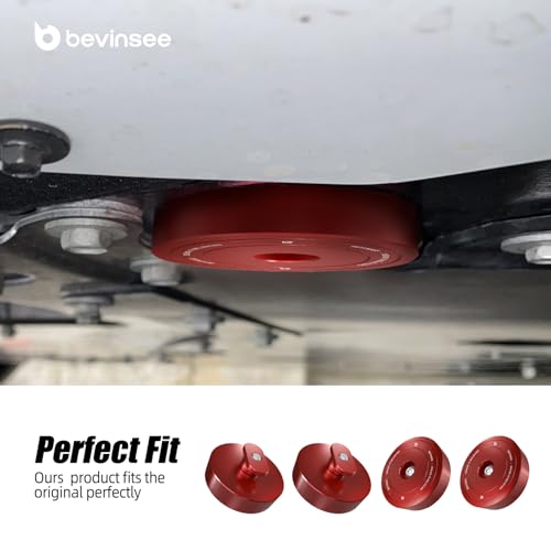 Image of Bevinsee 4pcs Lifting Jack Pads Pucks Compatible with Corvette C5 C6 C7 GS Z06 ZR1 C8 Heavy Duty Aluminum Lift Point Adapter Pucks Essential Accessory for Safe Lifting, Red