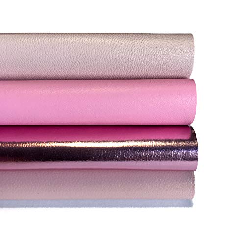 Pink Beige Leather For Crafting: Leather For Jewelry Making 4 Light Pink Sheets 5X5In/ 12X12Cm) #TOP2