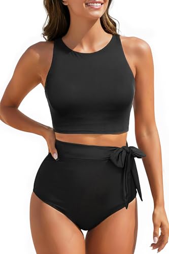 Aqua Eve Women High Waisted Bikini Set Racerback Swimsuit Two