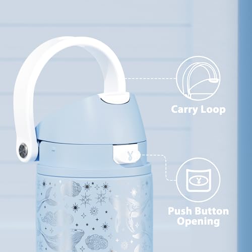 Image of 24 oz Insulated Water Bottle with Straw: Meoky Stainless Steel Metal Water Bottle with 2-in-1 Lid - Leak Proof, Cold for 24 Hours, Fits in Car Cup Holder, BPA-Free for Gym Travel Sports, Blue Whale