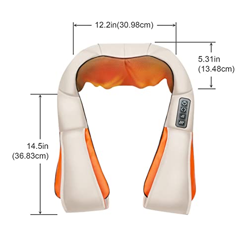 Roaddpmate Cordless Shiatsu Neck And Back Massager With Heat, Rechargeable Shoulder Massager With Usb Charge Cable, Portable 3D Kneading Massage Pillow For Pain Relief, Gift For Men & Women (Beige) #TOP7