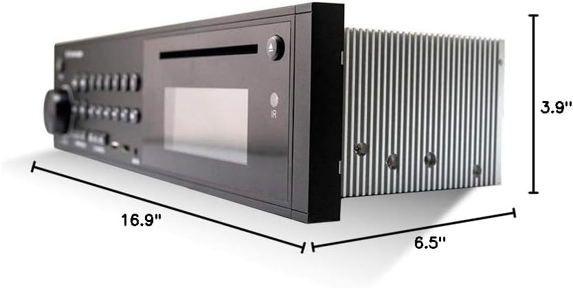 Diagram showing the dimensions of the iRV35 Car Stereo Receiver