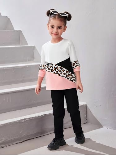 Image of Tween Girl's Letter Print Top + Jogger Pants 2 Piece Outfit Set Kids Clothing, Sizes 6-14 Years