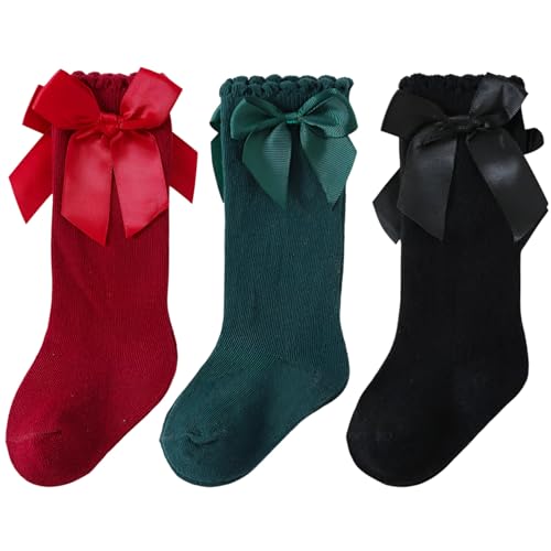 Image of SYGA Baby Long Socks Cotton, Over The Knee, No Tightness, High-Top, Bow Pattern