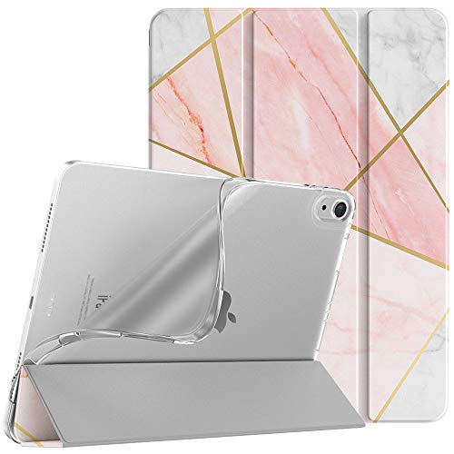 iPad air 5 ケース iPad air4 ケース 10.9インチ TiMOVO iPad Air 第5世代/第4世代 2022/2020 カバー TPU オートスリープ機能 第二世代Pencilワイヤレス充電対応 全面保護 PUレーザー 三つ折り スタンド マグネット 耐衝撃 軽量手帳型 幾何マーブルピンク