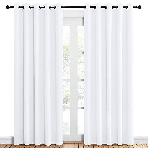 Nicetown 50% Light Blocking Curtain Panels For Bedroom, Home Decoration Easy-Care Solid Grommet Draperies/Drapes, Window Covering For Kitchen (2 Panels, 60 By 84, White) #TOP1
