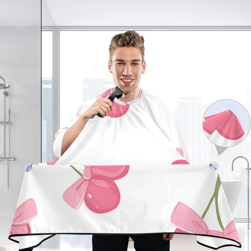 Capa profesional impermeable para cortar cabello Cute Cherries con lazos, con cierre ajustable de broche para peluquería y estilismo miniatura 6