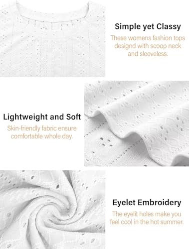 Bliwov Womens Summer Tank Tops Eyelet Embroidery Shirts Sleeveless Casual Beach Vacation Clothes Scoop Neck Basic Top4
