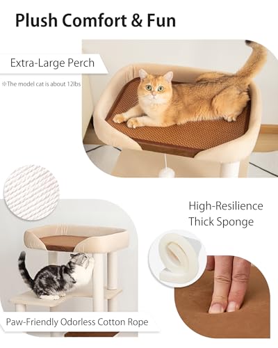 Árbol moderno para gatos grandes, 95 cm alto con rascadores miniatura 5