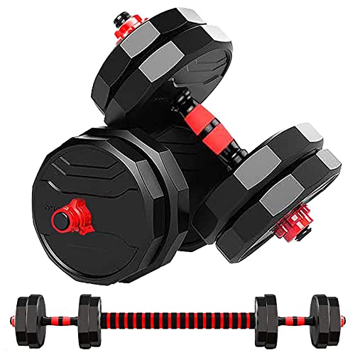 MOJEER ダンベル 可変式 3in1】10kg 20kg 30kg 40kg 2個セット バーベルにもなる ダンベル 無臭素材 静音 008 (5kg×2個セット/赤-JX)