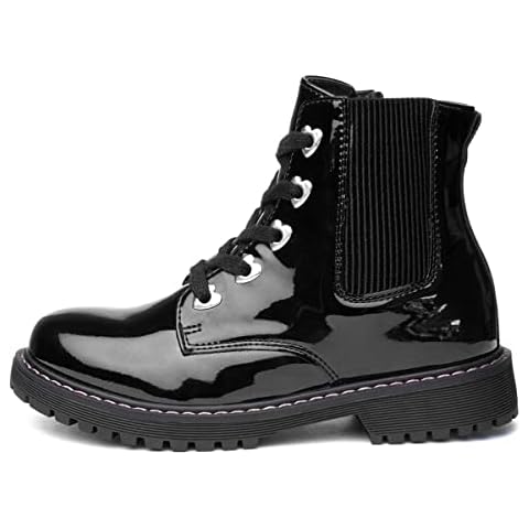 Walkright Girls Black Patent Heart Ankle Boots - Size 1 UK - Black Cover