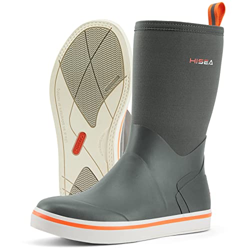 HISEA Men's Rubber Rain Boots Waterproof Garden Fishing Outdoor