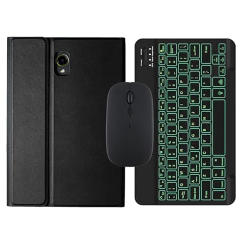 Wireless Bluetooth Keyboard Case for Samsung Galaxy Tab Active 3/Active 5(SM-X300/X306B/T570/T575N) Protective Cover with Built-in Pen Holder（Black） (Square keycap,Backlit + Mouse)