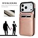 KIHUWEY for iPhone 17 Pro Case Wallet Compatible with MagSafe Wireless Charging, Credit Card Holder, RFID Flip Leather Magnetic Clasp Kickstand Heavy Duty Protective Cover 6.3 Inch (Rose Gold)