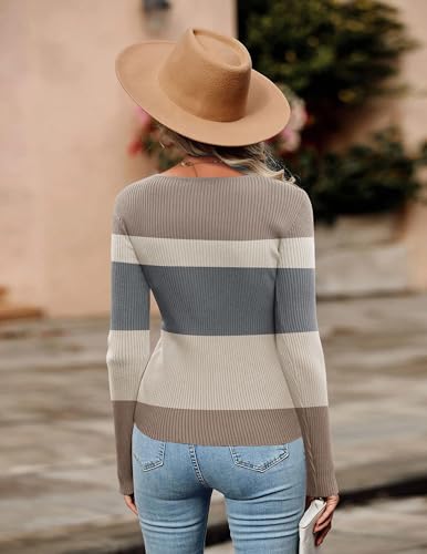 Image of Zeagoo Sweaters for Women 2026 Knit Trendy Long Sleeve Lightweight Slim Fit Pullover Cutout Tops S-XXL