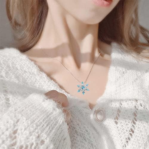 Modpide Women Crystal Winter Snowflake Pendant Necklace Hook Dangle Earrings Set for Women Christmas Gift - Image 6