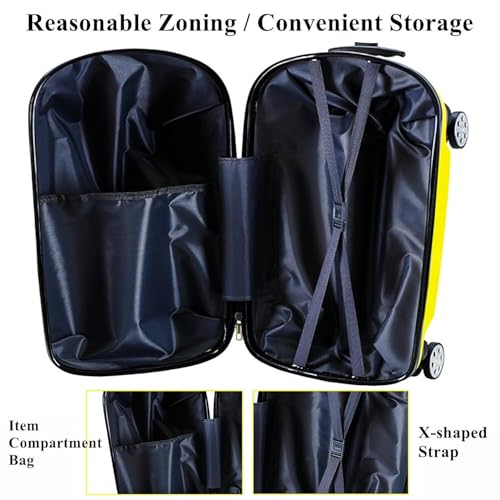 Ride-On Suitcase for Kids, 20" Kid Luggage w/Spinner Wheels, Trolley Case Sit on Rolling Carry on Luggage for Girls Boys Travel(Red)2