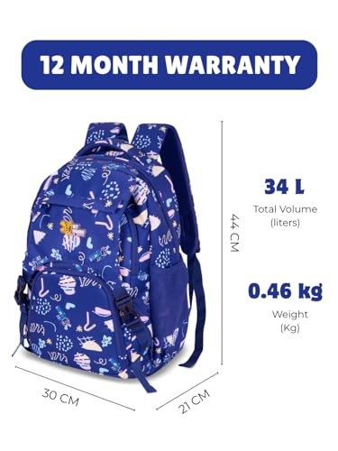 Image of Zara Sky Blue Doodle Dream School Backpack Pastel Fun Edition