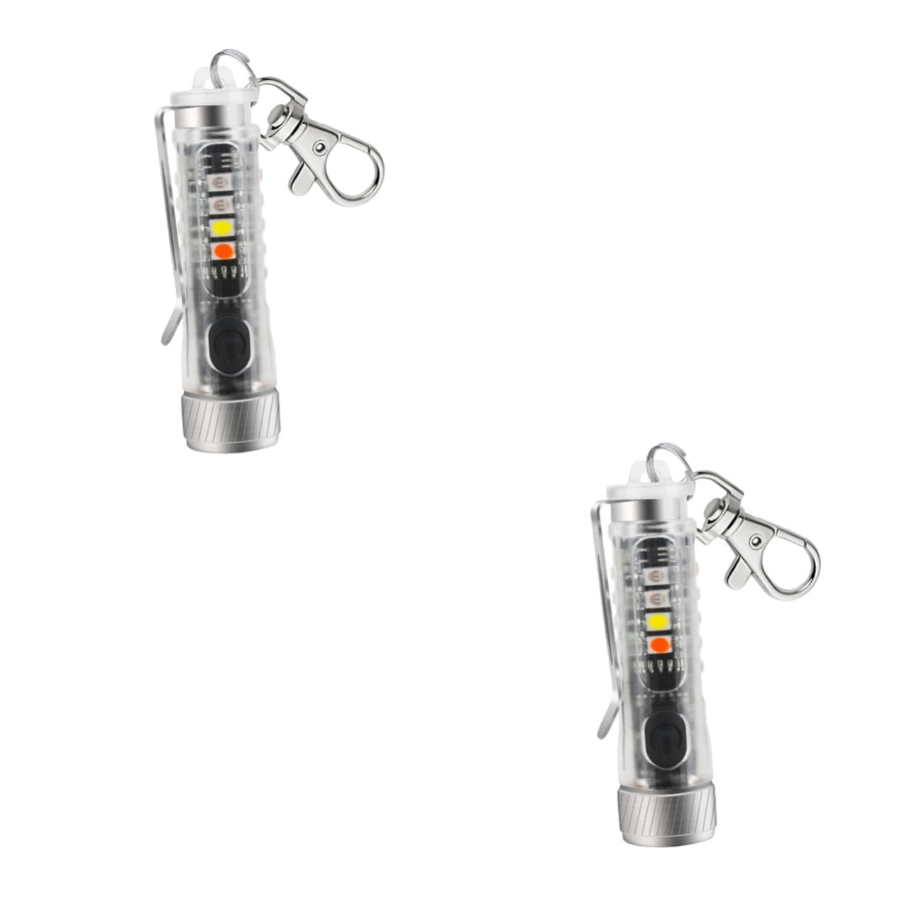 INOOMP 2pezzi Mini Torcia Led Ricaricabile Portachiavi Con Modalità Di Illuminazione Luce Regolabile Per Campeggio e Emergenze Design Compatto e Pratico Trasparente