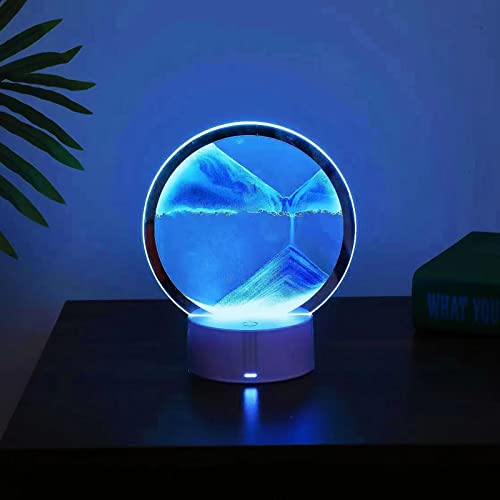 Neioaas Bewegliche Sandkunst-Tischlampe, 3D-Tiefsee-Landschaft Treibsandlampe, 7 Farbwechsel, Sandbewegung, Schreibtischlampe, 360° drehbar, 3D-Sanduhr-Lichter, Heimdekoration (Lila)