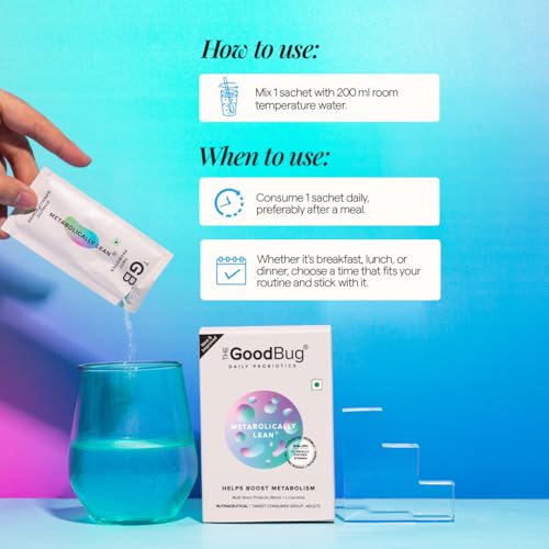 Image of The Good Bug Metabolically Lean SuperGut Powder |Probiotics + L-Carnitine | Boosts Metabolism & Reduces Cravings | For Men & Women | 90 Days Pack