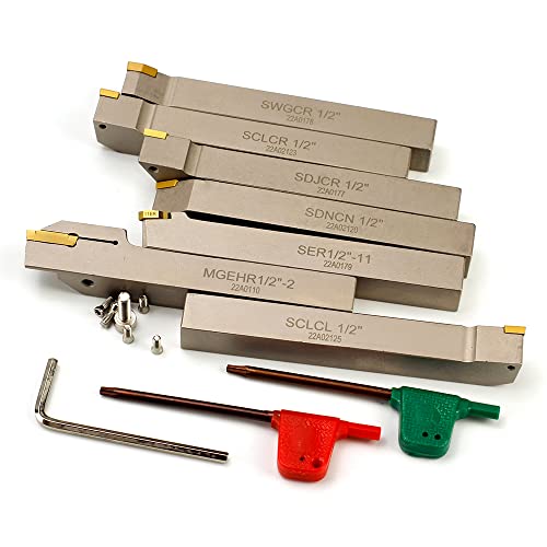 Oscarbide 1/2"Shank Nickel Plated Indexable Lathe Turning Holder 7 Pieces/Set,Heavy-Duty Cnc 12Mm Metal Lathe Cutting Tools For Turning Grooving Threading Parting Cut Off Holders Set thumb #6
