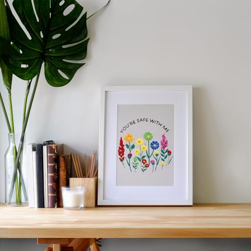 Image of Louise Maelys inchYou're Safe with Me inch Embroidery Kit for Beginners Floral | Cross Stitch Kits with Pre-Printed Fabric, Hoop, Threads, Needles and Guide. Needlepoint Kit for DIY Lovers