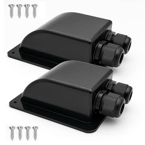 Gebildet Black Waterproof Solar Cable Entry Gland, Double Cable Entry Gland for All Cable Types 6mm² to 12mm² for Solar Panels on RV Camper Van Travel Trailer Boat Cabin (Pack of 2)